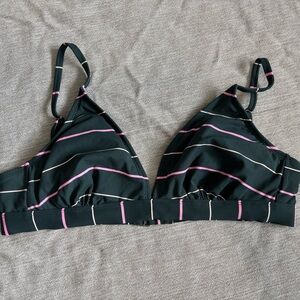 Striped Bikini Top with Pink and White Accents